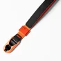 Peak Design Cuff wrist strap featuring an adjustable aluminum buckle and a durable orange and black strap for secure camera attachment