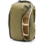 Peak Design Everyday Backpack Zip V2 15L in kelp color, open side view showcasing internal compartments and laptop sleeve.