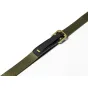 Peak Design camera strap Leash in kelp color featuring a durable aluminum and Hypalon adjustable buckle, close-up view highlighting the textured woven material and design details.