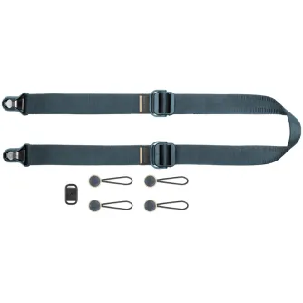 Peak Design Slide Lite Ocean camera strap set with Anchor Link connectors, hex wrench, and microfiber pouch for secure mirrorless and DSLR camera attachment