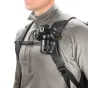 Peak Design Capture V3 Camera Clip with DSLR securely mounted on chest strap for hands-free photography