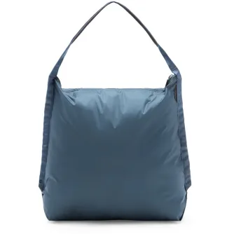 Peak Design Packable Tote ocean blue back view with zip closure and padded shoulder strap for compact, durable travel