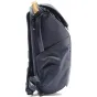 Peak Design Everyday Backpack V2 20L midnight black side view with open flap showcasing internal FlexFold dividers and weatherproof UltraZip access