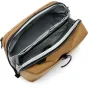 Peak Design Wash Pouch coyote interior view with mesh pockets, magnetic toothbrush compartment, and durable UltraZip for organized travel toiletries
