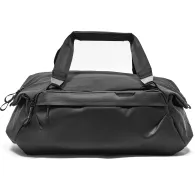 Peak Design Travel Duffel 35L black weatherproof travel bag with padded shoulder strap, durable 400D nylon canvas, and waterproof bottom linerPeak Design Travel Duffel 35L black weatherproof travel bag with padded shoulder strap, durable 400D nylon canvas, and waterproof bottom liner