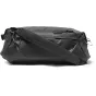 Чёрный рюкзак Peak Design Travel Duffel 35L в боковом ракурсе с водоотталкивающим нейлоновым полотном и прочным алюминиевым креплением
