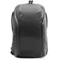 Peak Design Everyday Backpack Zip V2 20L black rear view with durable 400D nylon canvas and weatherproof UltraZip closure