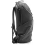 Peak Design Everyday Backpack Zip V2 20L black side view showcasing weatherproof 400D recycled nylon and Cord Hook straps for secure urban and photo gear carry