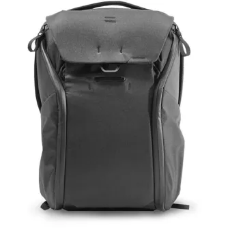 Front view of the black Peak Design Everyday Backpack V2 20L featuring MagLatch closure and durable UltraZip side panels.