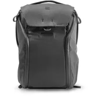 Front view of the black Peak Design Everyday Backpack V2 20L featuring MagLatch closure and durable UltraZip side panels.Front view of the black Peak Design Everyday Backpack V2 20L featuring MagLatch closure and durable UltraZip side panels.