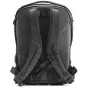 Peak Design Everyday Backpack V2 20L black rear view with padded back panel, adjustable straps, and secure UltraZip compartments
