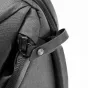 Close-up of the Peak Design Everyday Backpack V2 20L in black, featuring the secure MagLatch closure and durable fabric strap details with metal components.