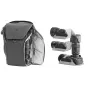 Peak Design Everyday Backpack V2 20L black with DSLR camera and lenses inside, showcasing internal organization and lens storage capacity