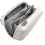 Peak Design Tech Pouch in bone color, open view showcasing elastic loops, zippered pockets, and cable pass-through for organized tech storage.