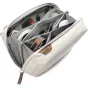 Peak Design Tech Pouch in bone color, open view showcasing organized compartments, elastic loops for cables and accessories, and a weather-resistant zippered pocket for tech essentials.