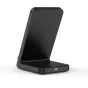 Tech-Protect QI15W-A40 wireless charging stand with 15W fast charging, black matte finish, USB-C port, supports vertical and horizontal phone placement