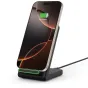 Tech-Protect QI15W-A40 wireless charger in black with 15W fast charging, vertical smartphone stand, LED indicator light, and included USB-C cable