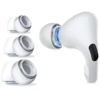 Tech-Protect silicone ear tips for AirPods Pro 1/2, 3‑piece set with sizes S, M, L, shown individually and attached to an AirPods Pro earbud.Tech-Protect silicone ear tips for AirPods Pro 1/2, 3‑piece set with sizes S, M, L, shown individually and attached to an AirPods Pro earbud.
