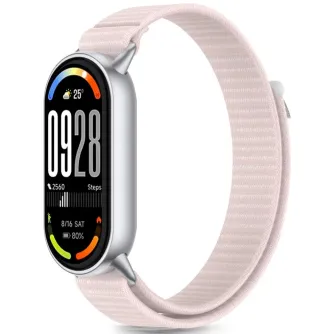 Tech-Protect pulksteņa siksna Neilona svītra Xiaomi Smart Band 8/9/10, rozā/pelēka