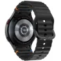 Samsung Galaxy pulksteņa izturīga melnā silikona sporta josta ar drošu TPU gumijas stiprinājumu, saderīga ar Galaxy Watch4, Watch5, Watch6, Watch7 un Watch FE – sānu un aizmugures skats