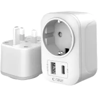 Tech-Protect travel adapter TA100 UK-EU, whiteTech-Protect travel adapter TA100 UK-EU, white