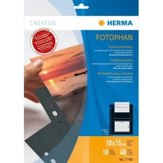 Herma photo sleeve 10x15cm horizontal 10sh, black (7786)