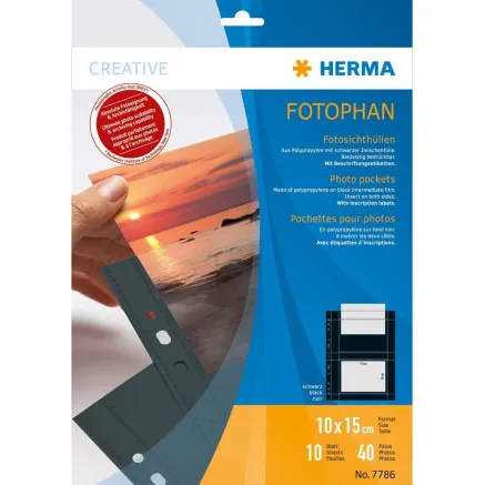 Herma photo sleeve 10x15cm horizontal 10sh, black (7786)