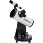 Celestron Cometron FirstScope 76mm sēklīgu astronomu stenda teleskops ar melnu pamatni un baltu cauruli, iekļautajiem okulāriem un meklētāju, ideāls komētu, planētu un dziļo kosmosu objektu novērošanai.