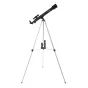 Телескоп Celestron PowerSeeker 50 AZ рефракторный, установленный на прочном треноге, готовый для наблюдения за небесными и наземными объектами с включенными окулярами.