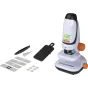 Celestron Kids Microscope with phone adapter, featuring 50x magnification, slide preparation kit, and detachable head for educational exploration.