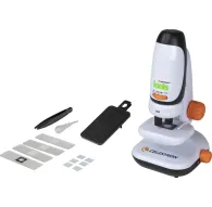 Микроскоп Celestron Kids с адаптером для телефона, увеличение 50x, набор для подготовки препаратов и съемная головка для образовательной эксплорации.Микроскоп Celestron Kids с адаптером для телефона, увеличение 50x, набор для подготовки препаратов и съемная головка для образовательной эксплорации.