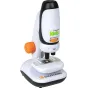 Celestron Kids Microscope with smartphone adapter, featuring 50X magnification, built-in LED illumination, mechanical stage, and compact design with storage drawer.