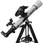 Celestron StarSense Explorer LT70AZ telescope with smartphone dock for easy celestial object alignment, featuring 70mm refractor optics and StarPointer finderscope.