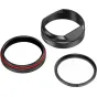 SmallRig 5850 UV filter kit for Fujifilm X100VI/X100V featuring a CNC-machined lens hood, 49mm optical glass filter, and black adapter ring