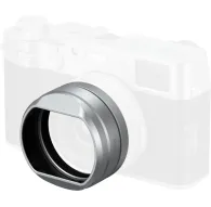 SmallRig 5849 silver lens hood for Fujifilm X100VI/X100V featuring a matte black interior and textured outer surfaceSmallRig 5849 silver lens hood for Fujifilm X100VI/X100V featuring a matte black interior and textured outer surface