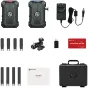 Hollyland Pyro Ultra 1TX & 1RX bezvadu video pārraides sistēma, pilns komplekts ar pārraidītāju, saņēmēju, antenām, 12V barošanas adapteri, USB-C OTG adapteri, dubulto bumbu galvu, garantijas karti, ātru ceļvedi un cieto aizsard