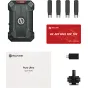 Hollyland Pyro Ultra TX wireless video transmitter with rugged front design, 4K60 UHD wireless transmission capability, and included accessories: short antennas, USB-C OTG adapter, cold shoe mount, quick guide, and warranty card