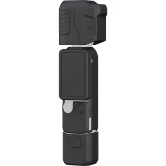 SmallRig silicone case kit for DJI Osmo Pocket 4 with modular gimbal and body protection, including handle case with 1/4-20 threaded hole, screen protector slot, and wrist strap attachment