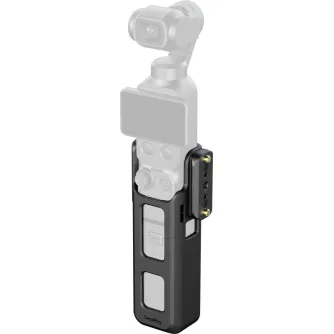 Корпус SmallRig 6006 для DJI Osmo Pocket 4/3 с рельсами NATO и ручкой для батареи, вид спереди и сбоку, демонстрирующий возможности крепления аксессуаров