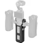 Корпус SmallRig 6006 для DJI Osmo Pocket 4/3 с рукояткой для батареи и рельсами NATO, вид спереди и сбоку, подчеркивающий прикрепленные аксессуары