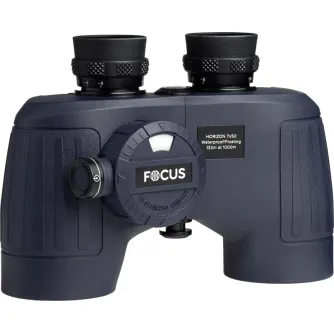 Focus Horizon 7x50 ūdensnecaurlaidīgi un peldoši binokļi ar apgaismotu kompasu, izturīga gumijas apšuvuma konstrukcija un augstas izšķirtspējas optika jūras navigācijai un āra lietošanai