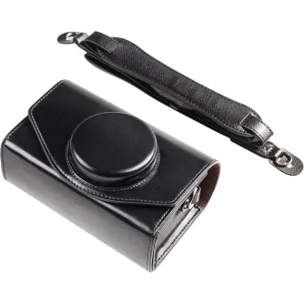 SmallRig melna ādas glabāšanas soma Fujifilm X-E5/X100VI, ar magnētisko aizdari, ātras piekļuves dizainu un paslēptu SD kartīšu nodalījumu.
