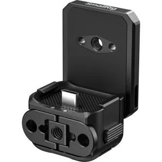 SmallRig 6359 quick release backplate mount for DJI Osmo Pocket 4 featuring a magnetic interface, USB-C port, and cold shoe accessory slot