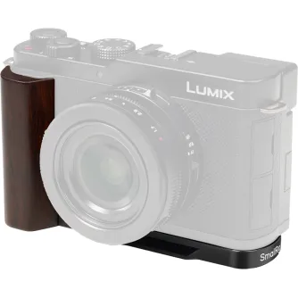 SmallRig L veida montāžas plāksne ar koka rokturi Panasonic LUMIX L10 kamerai, ar Arca-Swiss ātri atbrīvojamo plāksni un D-kājas skrūvi stabilai satveršanai un vieglai montēšanai uz statīva