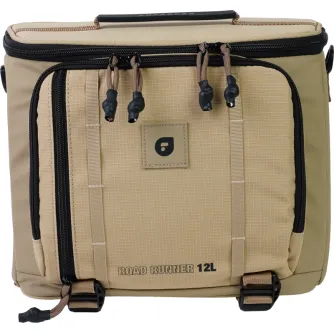 Рюкзак PolarPro RoadRunner 12L Desert Sling с регулируемыми ремнями, несколькими отделениями и логотипом, предназначен для переноски фотоаппаратуры Sony A7R и iPad Pro.