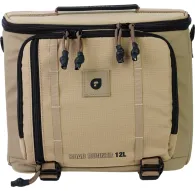 PolarPro RoadRunner 12L Desert Sling backpack front view featuring adjustable straps, multiple compartments, and a logo patch, designed for carrying Sony A7R camera gear and an iPad Pro.PolarPro RoadRunner 12L Desert Sling backpack front view featuring adjustable straps, multiple compartments, and a logo patch, designed for carrying Sony A7R camera gear and an iPad Pro.