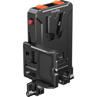 SmallRig 5881 intelīgents V-Mount baterijas adapteris ar digitālu displeju, 15mm dubultstiebrāju klampi un daudzportu ievadēm/izvadēm profesionālajiem video iekārtām.