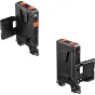 SmallRig 5881 intelligent V-Mount battery adapter plate with dual-mode power management, open battery compartment view showing internal ports and 15mm dual rod clamp mount