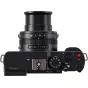 Вид сверху на фотоаппарат Panasonic Lumix L10 с объективом Leica 24-75 мм F1.7-2.8, с кольцом диафрагмы, регулировочными колесами и задними настройками.