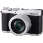 Компактная фотокамера Panasonic Lumix L10 серебристого цвета с объективом Leica 24-75 мм F1.7-2.8, вид спереди с премиальным дизайном и интуитивными элементами управления